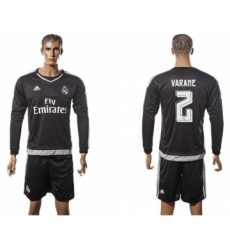 Real Madrid #2 Varane Black Long Sleeves Soccer Club Jersey