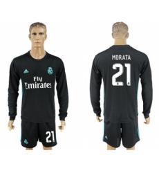 Real Madrid #21 Morata Away Long Sleeves Soccer Club Jersey