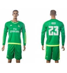 Real Madrid #23 Isco Green Long Sleeves Soccer Club Jersey