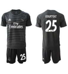 Real Madrid #25 Courtois Black Goalkeeper Soccer Club Jersey