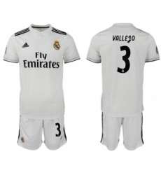 Real Madrid #3 Vallejo White Home Soccer Club Jersey