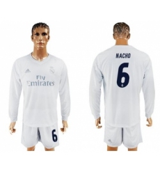 Real Madrid #6 Nacho Marine Environmental Protection Home Long Sleeves Soccer Club Jersey