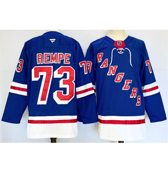 Men's New York Rangers #73 Matt Rempe Royal 2024-25 Home With A Stitched Hockey Jersey