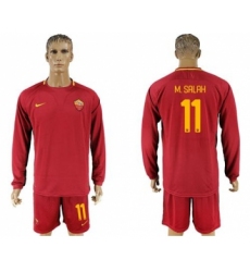 Roma #11 M.Salah Home Long Sleeves Soccer Club Jersey