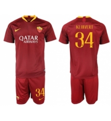 Roma #34 Kluivert Red Home Soccer Club Jersey