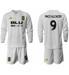 Valencia #9 Paco Alcacer Home Long Sleeves Soccer Club Jersey