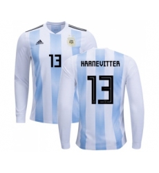 Argentina #13 Kranevitter Home Long Sleeves Soccer Country Jersey