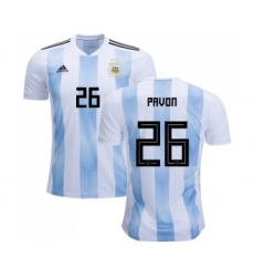 Argentina #26 Pavon Home Soccer Country Jersey
