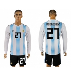 Argentina #27 Rodriguez Home Long Sleeves Soccer Country Jersey