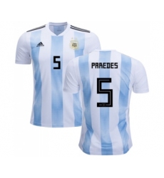 Argentina #5 Paredes Home Soccer Country Jersey