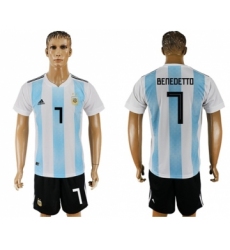 Argentina #7 Benedetto Home Soccer Country Jersey