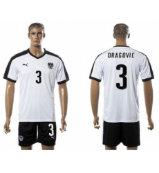 Austria #3 Dragovic White Away Soccer Country Jersey