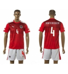 Austria #4 Hinteregger Red Home Soccer Country Jersey