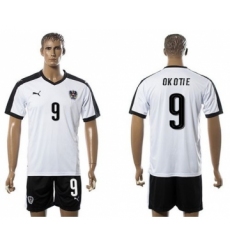 Austria #9 Okotie White Away Soccer Country Jersey