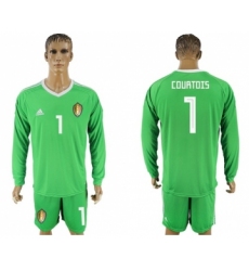 Belgium #1 Courtois Green Long Sleeves Goalkeeper Soccer Country Jersey