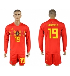 Belgium #19 Kabasele Red Home Long Sleeves Soccer Country Jersey