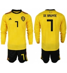 Belgium #7 De Bruyne Away Long Sleeves Soccer Country Jersey