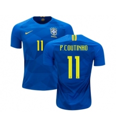 Brazil #11 P. Coutinho Away Soccer Country Jersey