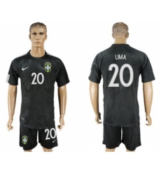 Brazil #20 Lima Black Soccer Country Jersey