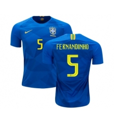 Brazil #5 Fernandinho Away Soccer Country Jersey