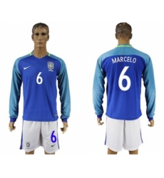 Brazil #6 Marcelo Away Long Sleeves Soccer Country Jersey