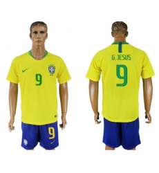 Brazil #9 G.Jesus Home Soccer Country Jersey