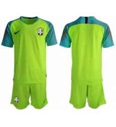 Brazil Blank Shiny Green Goalkeeper Soccer Country Jersey