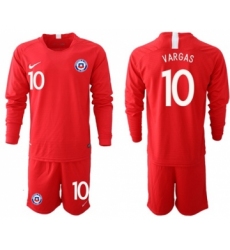 Chile #10 Vargas Home Long Sleeves Soccer Country Jersey