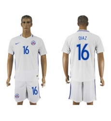 Chile #16 Diaz Away Soccer Country Jersey