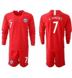 Chile #7 A.Sanchez Home Long Sleeves Soccer Country Jersey