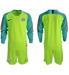 Chile Blank Shiny Green Goalkeeper Long Sleeves Soccer Country Jersey