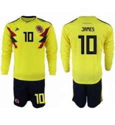 Colombia #10 James Home Long Sleeves Soccer Country Jersey