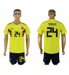 Colombia #24 Tesillo Home Soccer Country Jersey