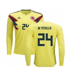 Colombia #24 W.Tesillo Home Long Sleeves Soccer Country Jersey