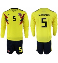 Colombia #5 W.Barrios Home Long Sleeves Soccer Country Jersey