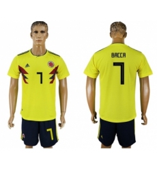 Colombia #7 Bacca Home Soccer Country Jersey