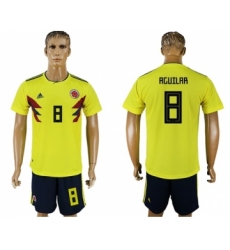 Colombia #8 Aguilar Home Soccer Country Jersey