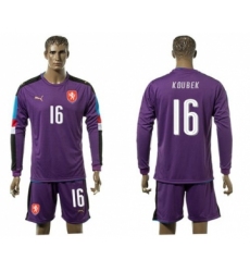 Czech #16 Koubek Purple Goalkeeper Long Sleeves Soccer Country Jersey