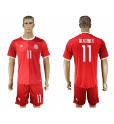 Danmark #11 Bendtner Red Home Soccer Country Jersey