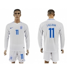 England #11 Lallana Home Long Sleeves Soccer Country Jersey