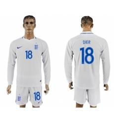 England #18 Dier Home Long Sleeves Soccer Country Jersey
