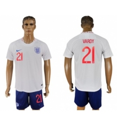 England #21 Vardy Home Soccer Country Jersey