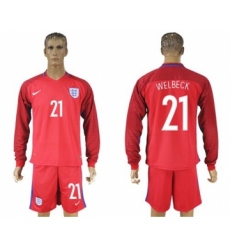 England #21 Welbeck Away Long Sleeves Soccer Country Jersey