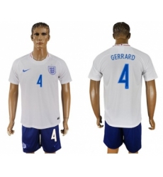 England #4 Gerrard Home Soccer Country Jersey