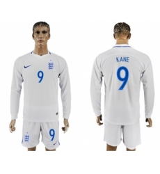 England #9 Kane Home Long Sleeves Soccer Country Jersey