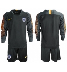England Blank Black Long Sleeves Goalkeeper Soccer Country Jersey