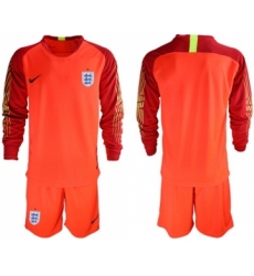 England Blank Red Long Sleeves Goalkeeper Soccer Country Jersey