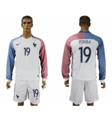 France #19 Pogba Away Long Sleeves Soccer Country Jersey