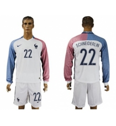 France #22 Schneiderlin Away Long Sleeves Soccer Country Jersey