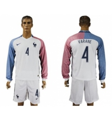 France #4 Varane Away Long Sleeves Soccer Country Jersey